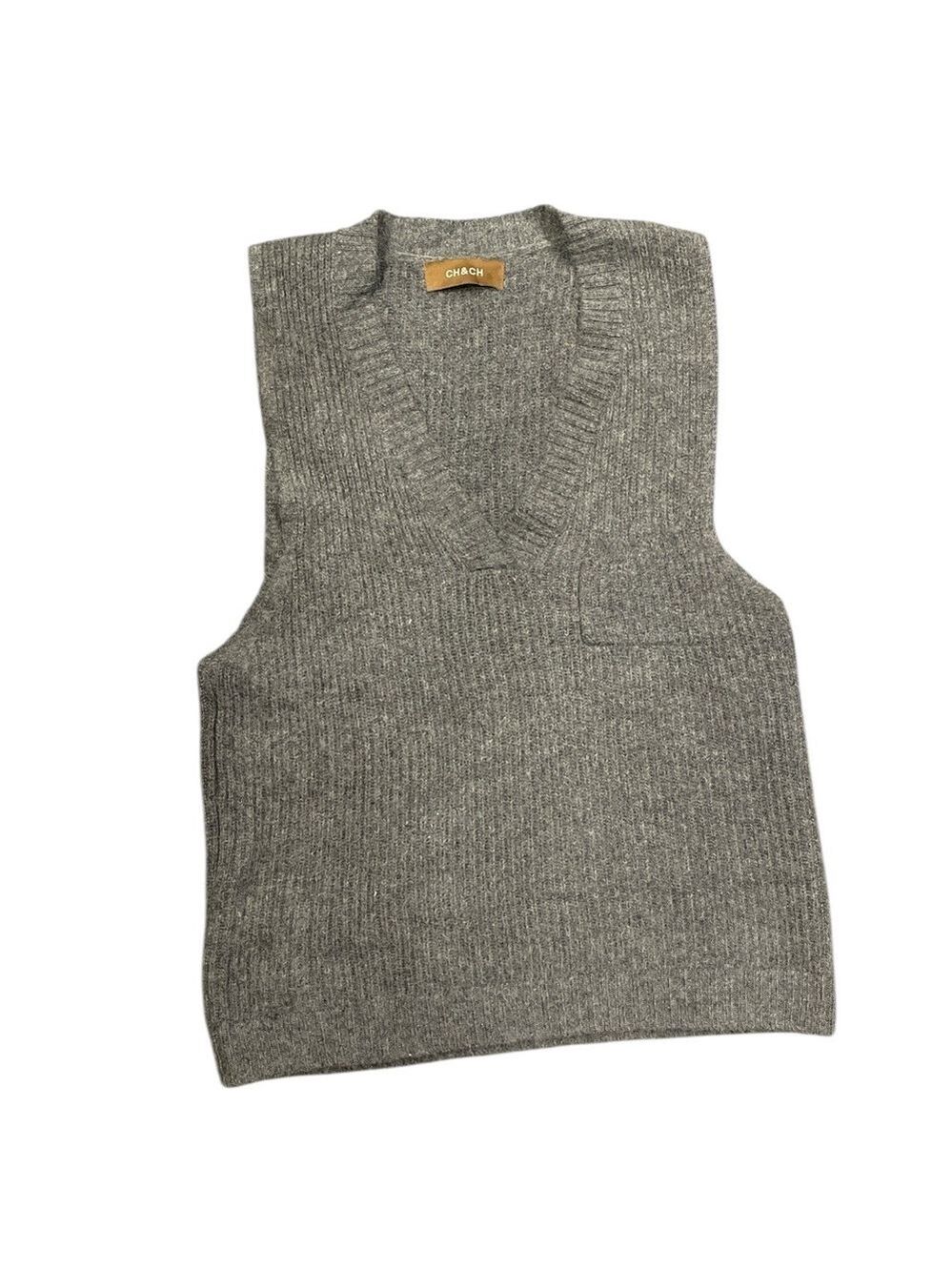CH&CH Grey Wool-Blend Knit Sweater Vest | Vintage Nordic Cabin Style M/L unisex